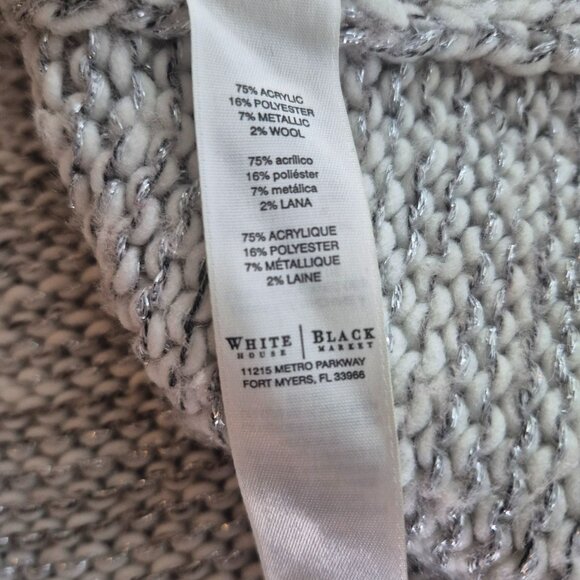 Cozy White House Black Market Beige Knit Sweater Poncho L - Picture 4 of 4